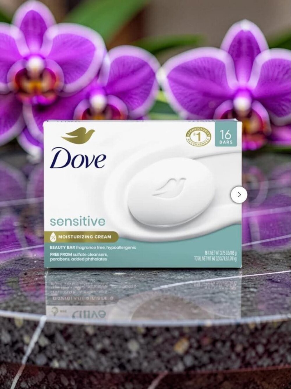Dove Moisturizing Beauty Bar Soap Sensitive Skin, 3.75 oz, 16 Bars
